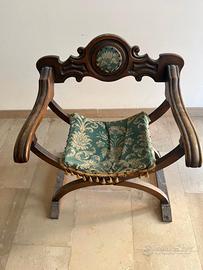 SEDIA SAVONAROLA SINGOLA IN MASSELLO CON CUSCINO