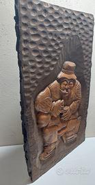 Bassorilievo in legno  intagliato a mano