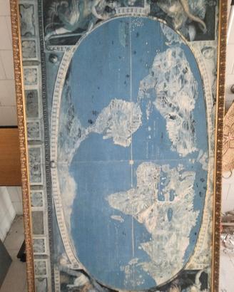 quadro planisfero/mondo cornice dorata vintage