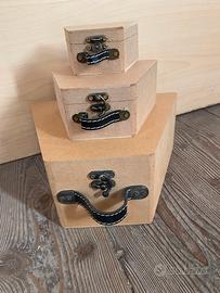 Set 3 scatole legno pressato