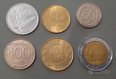Lotto di 6 monete Lire italiane fuori corso
