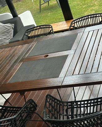 Tavolo e sedie da giardino allung.teak e alluminio