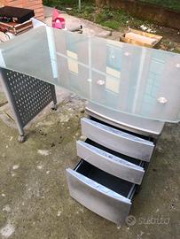 Tavolo con ruote e cassetti x plc