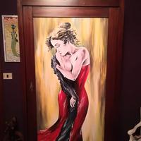 armadio vintage ad una anta con dipinto a mano