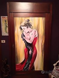 armadio vintage ad una anta con dipinto a mano