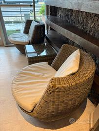 SET POLTRONE E TAVOLINO IN RATTAN BEIGE