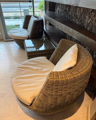 SET POLTRONE E TAVOLINO IN RATTAN BEIGE