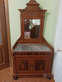 Mobile lavabo antico con specchiera e marmo - Fine