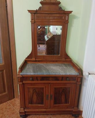 Mobile lavabo antico con specchiera e marmo - Fine