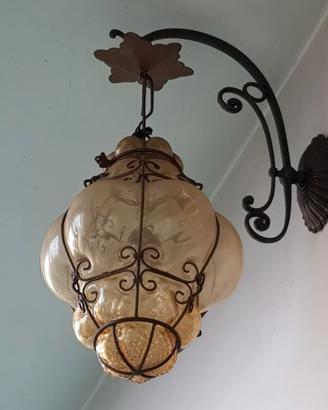 LAMPADA INGABBIATA BOLLA IN VETRO SOFFIATO 