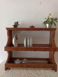 piattaia pensile scolapiatti cucina legno massello