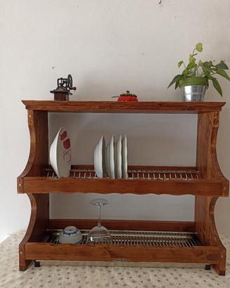 piattaia pensile scolapiatti cucina legno massello