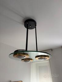LAMPADARIO VINTAGE VETRO E METALLO.