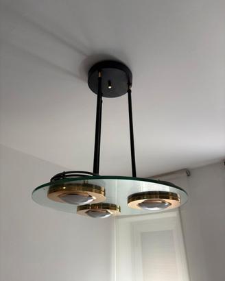 LAMPADARIO VINTAGE VETRO E METALLO.