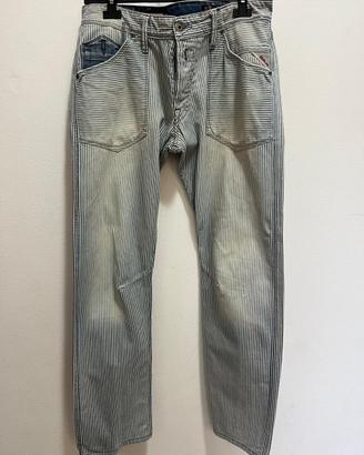 Replay jeans righe blu bianche uomo