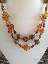 Collana doppio filo pietra dura occhio di tigre