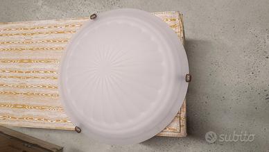 plafoniera + abat jour vetro rosa