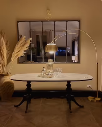 Tavolo vintage legno e marmo con 4 sedie