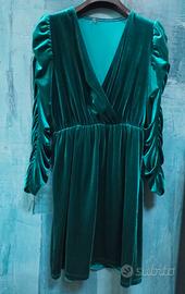 Mini abito in simil velluto verde