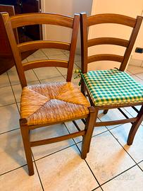 4 sedie impagliate in legno 