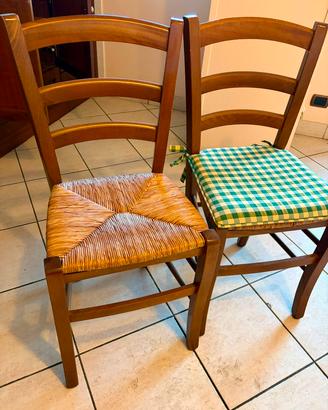 4 sedie impagliate in legno 