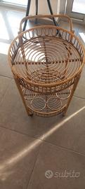 carrello bar vintage di rattan e bambù  