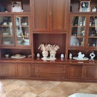 parete attrezzata in arte povera colore noce