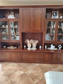 parete attrezzata in arte povera colore noce