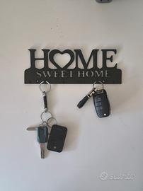 Appendichiavi da muro "Home Sweet Home"  - Nero