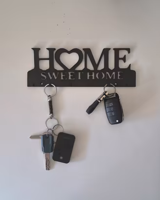 Appendichiavi da muro "Home Sweet Home"  - Nero