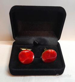 Gemelli vintage anni ‘70 in metallo e ceramica