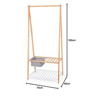 Appendiabiti in Bamboo con ripiani e cestino