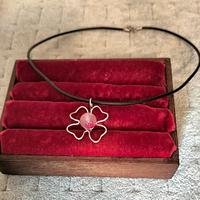 Collana Acciaio Inox Fiore e Perla rosa
