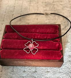 Collana Acciaio Inox Fiore e Perla rosa
