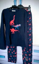 Pigiama blu leggero con dinosauri colorati