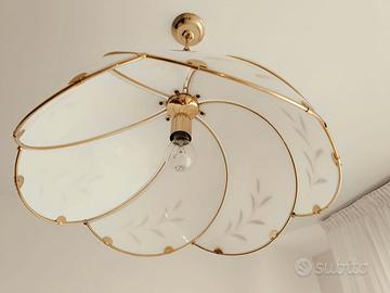 Lampadario vetro e ottone