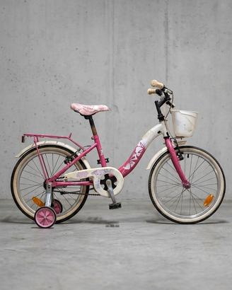 Bici Bambina Rosa con Rotelle e Cestino