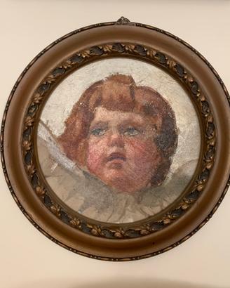 Dipinto antico Putto  su tela