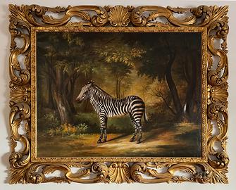 Zebra – Olio su tela con cornice fiorentina