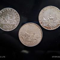 N.3 500 lire con le caravelle