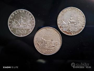 N.3 500 lire con le caravelle