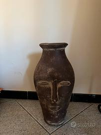 Vaso scultura ceramica bifronte volti vintage