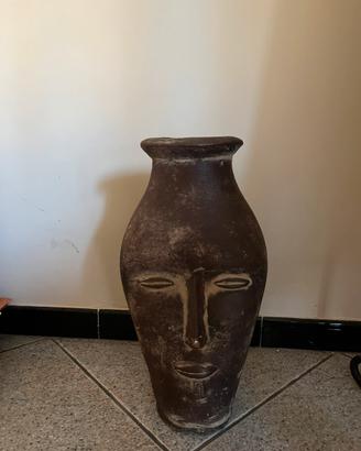 Vaso scultura ceramica bifronte volti vintage