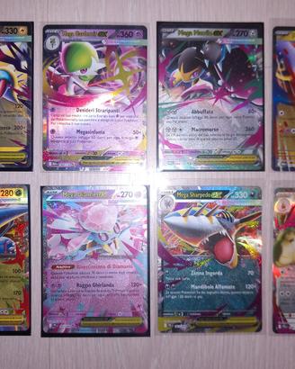 Lotto di 8 Carte Pokemon ITA Mega Ex Holo Rare