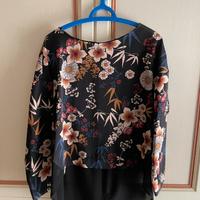 Blusa Biancoghiaccio a Fiori Nera Donna Taglia 44