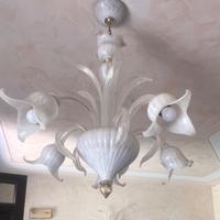 Lampadario più applique in vetro di Murano