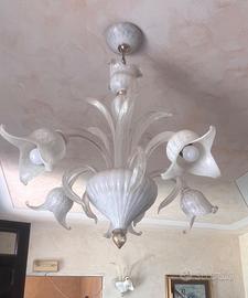 Lampadario più applique in vetro di Murano
