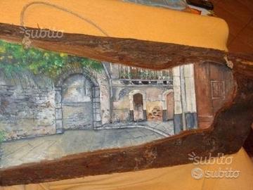 Quadro corteccia quercia "scorcio civita catania"