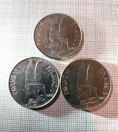 Lotto 3 monete da 100 lire Vaticano 1966