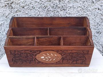 porta carte o lettere in legno